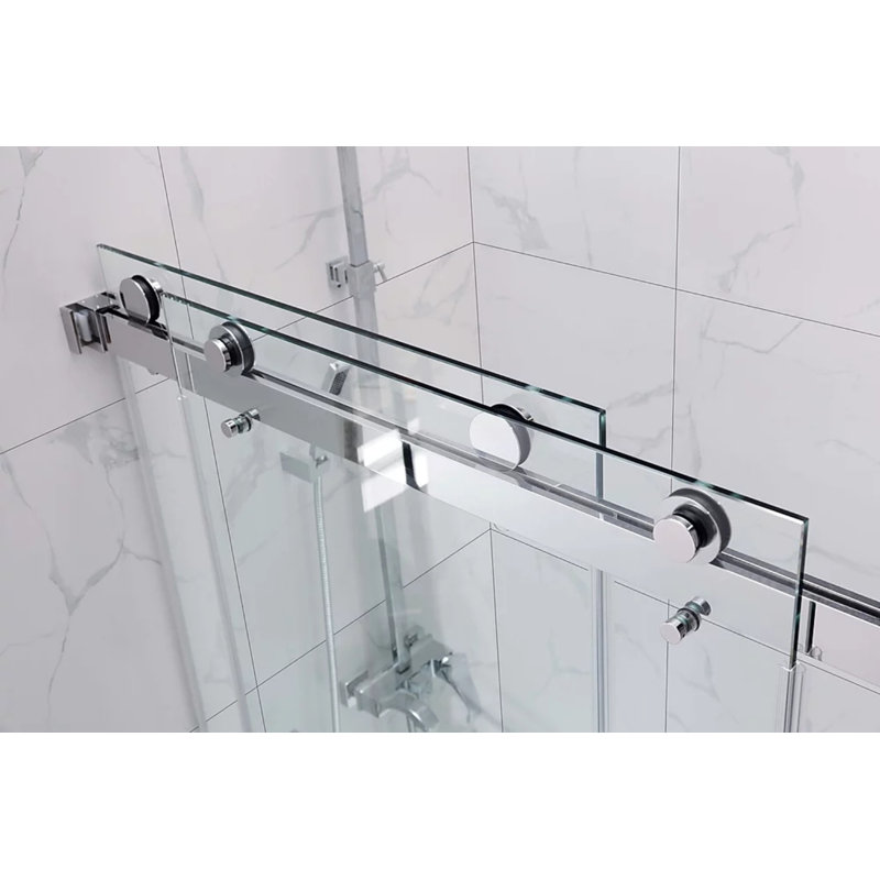 Hometo 45'' 48'' W x 76'' H Double Sliding Frameless Shower Door with
